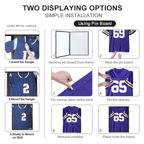 Image of Grintus Large Jersey Frame Display Case Jersey Display Case Jersey Shadow Box with Uv Protection Acrylic and Hanger for Baseball Basketball Football Soccer Hockey Sport Shirt and Uniform,LinenBack