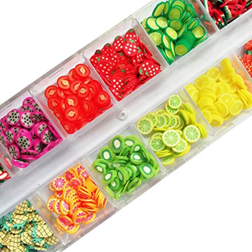 PIXNOR 2 Caixas de Fatias da Arte Do Prego Padrão de Frutas Fatias de Unha Arte de Unha Slime Suprim