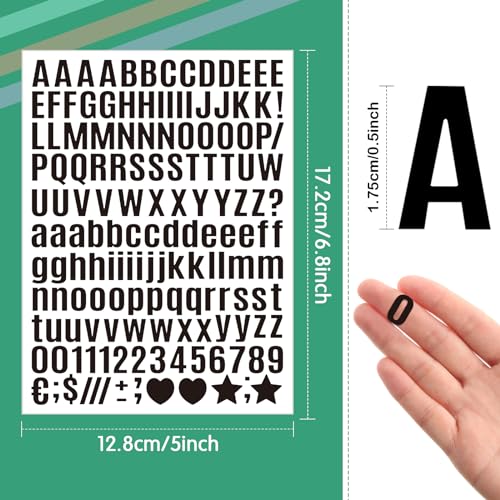 Image of Qilery 32 Sheets 0.5 Inch Letter and Number Stickers Self Adhesive Vinyl Letters Alphabet Stickers Big Font Letters Number Tags for School Classroom Home Mailbox Decor (Black)