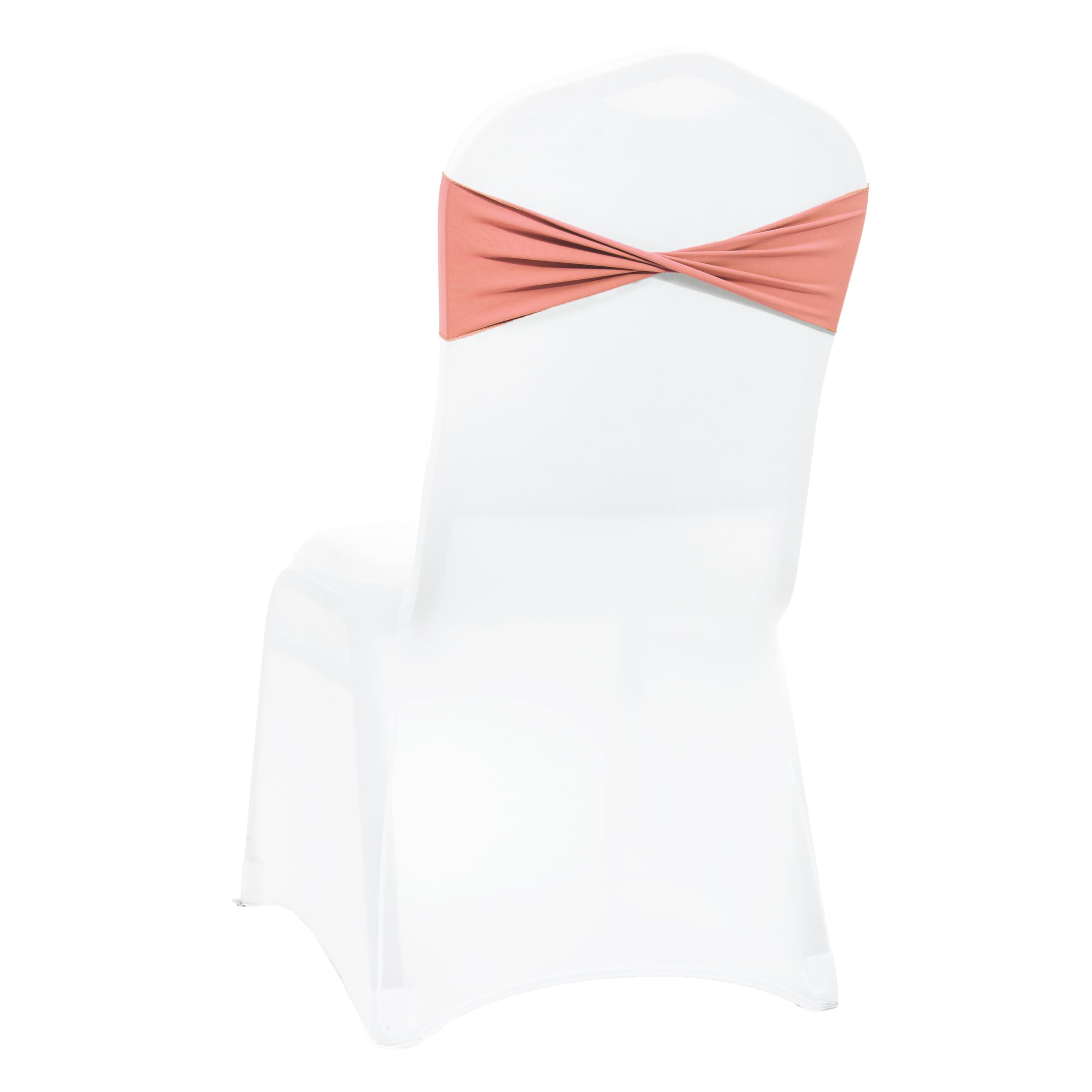 VDS Pack of 100 PCS | Coral Peach | Spandex Chair Sashes Bows Without Buckle | Stretch Elastic Banquet Universal Folding Chair Band Tie with for Wedding Party Conference Celebration Event Decoration