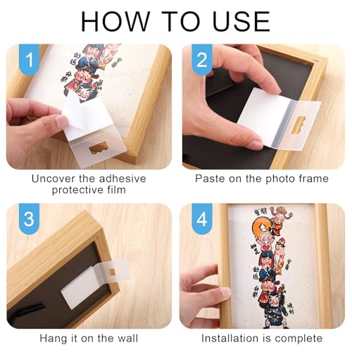 Image of 30 Pack Adhesive Picture Hangers, Mabor Plastic Picture Hangers Without Nails Clear Foamboard Hanger No Nail Sawtooth Picture Hangers Stick on for Back of Frames