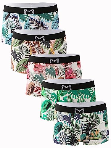 Underwear for Men Breathable Trunks Underwear Digital printed fabric men's stretch waistband Boxer-short Pack of 5