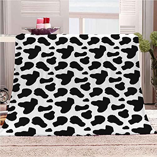 Couverture microfibre douce motif vache plaid effet 3D relief confort - 2
