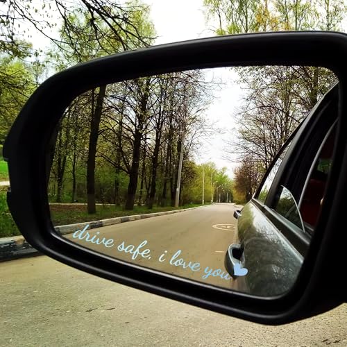 Image of Miarita 3X Drive Safe I Love You Holographic Rearview Mirror Decal, Car Window Decals, Car Stickers for Women, I Love You Drive Safe Mirror Sticker