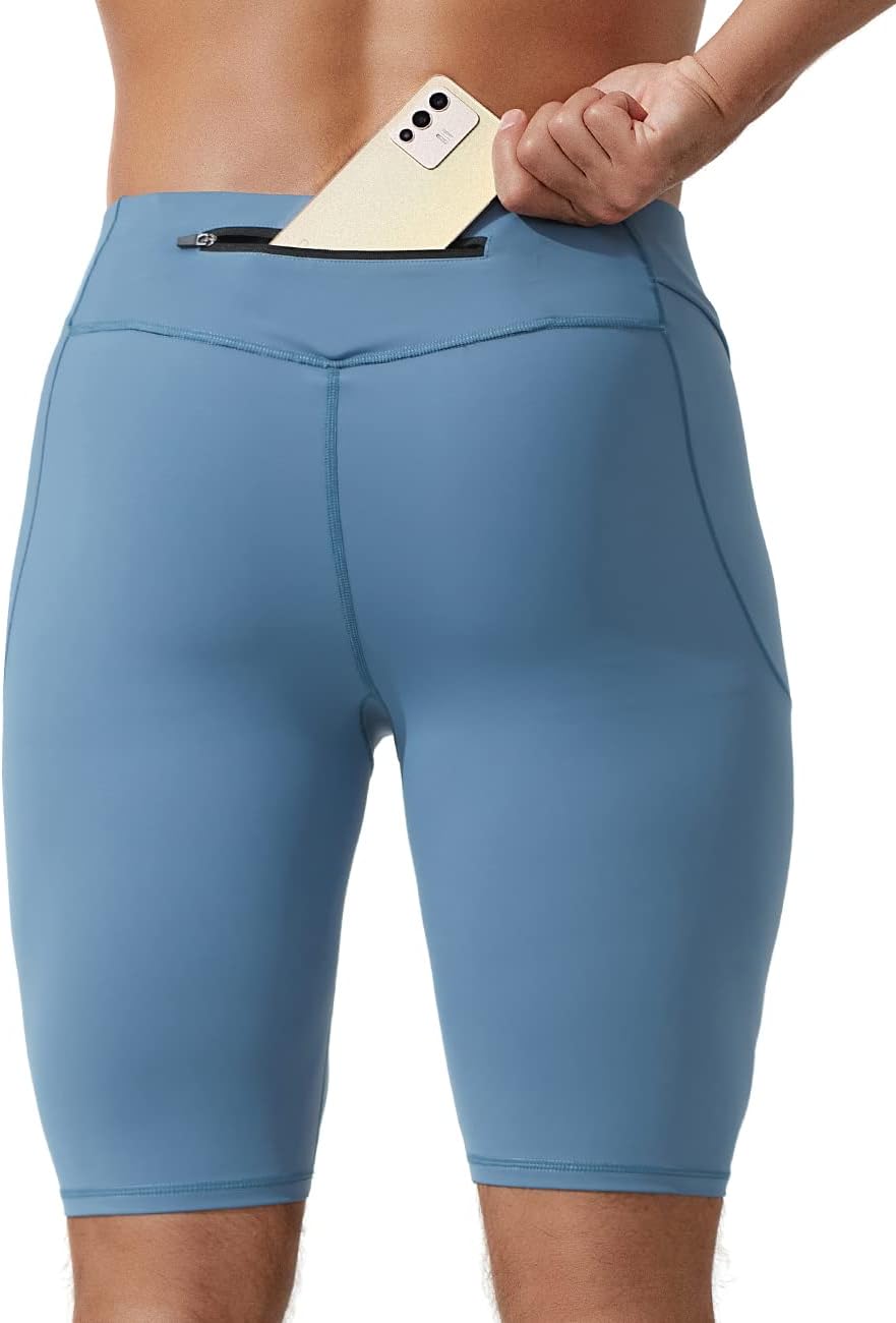 MIZOK Men's Elastic Compression Shorts Sports Performance Active Workout Tight Shorts with Pocket - Image 2