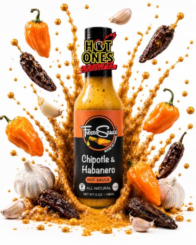 Chipotle & Habanero Hot Sauce by Fresco Sauce - Hot ones Season 12- Chipotle & Habanero Peppers - Flavorful - All Natural- Vegan - Gluten Free - 5 fl oz - Your Best everyday hot sauce