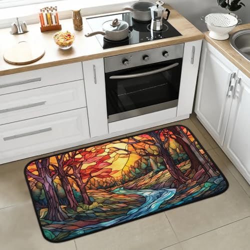 Kitchen Mats, Glass Tree Kitchen Rugs, Cushioned Anti Fatigue Kitchen Mats, Non-Slip Standing Desk Mat, Absorbent Kitchen Rug for Floor, Kitchen, Office, Sink, 20