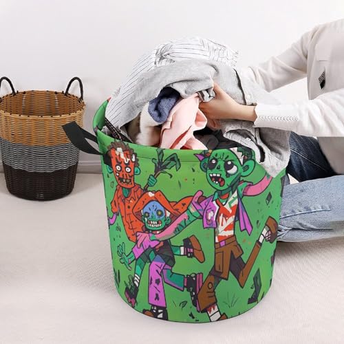 Panier à linge pliable et imperméable pour chambre : bac à linge compact style zombies - 8