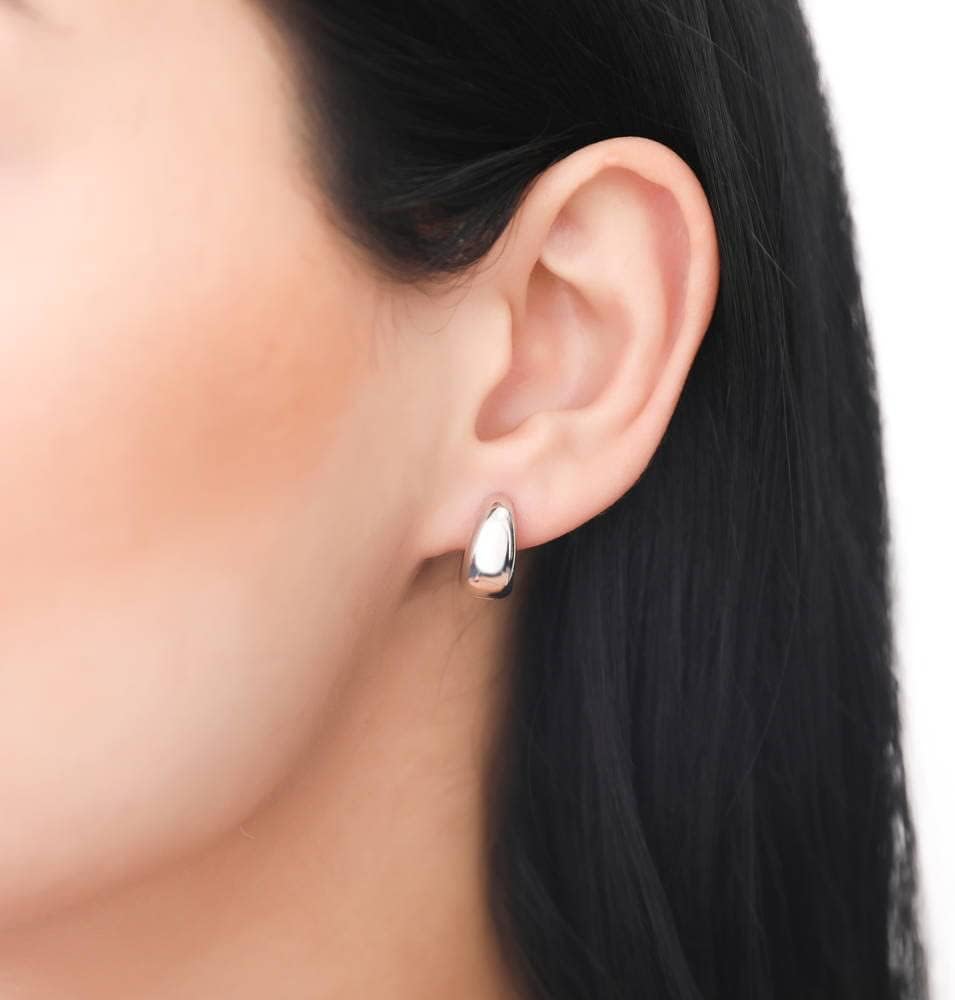 BERRICLE Sterling Silver CZ Dome Fashion Hoop Huggie Earrings for Women, Cubic Zirconia, Rose/Yellow Gold Flashed, Small/Medium Size (0.5-1 Inch) - Image 5