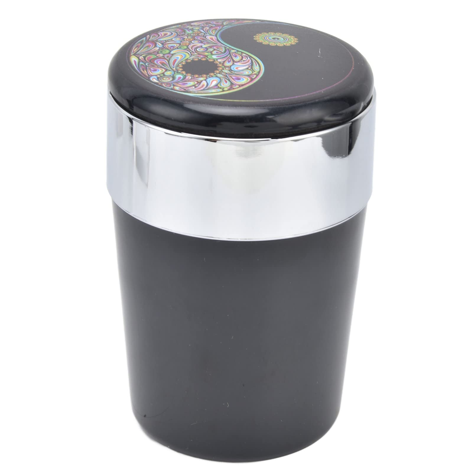 Car Ashtray, 3W 2 Smoking Holes Smokeless Blue Light Plastic LED Ashtray with Lid for Travel for Home for Office(Style 6)