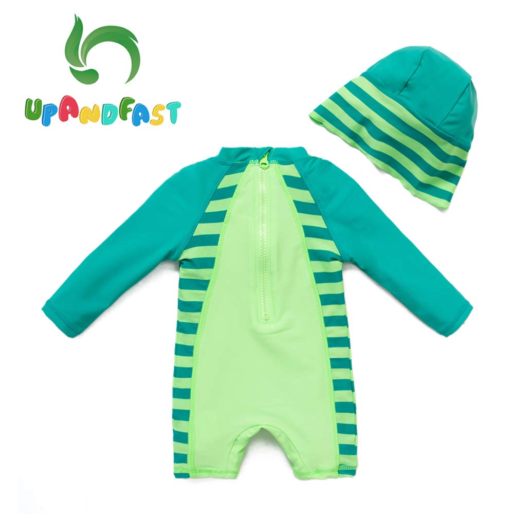upandfast Maillot de Bain Une pièce avec Fermetures éclair pour bébé garçons Maillot de Bain pour bébé Protection Solaire UPF 50+ avec Chapeau de Soleil - 3