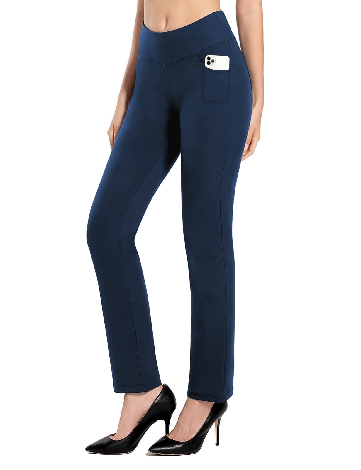 MOVE BEYOND Donna Pantaloni e Pinocchietti Bootleg da Yoga con 4 Tasche a Vita Alta Controllo di Pancia