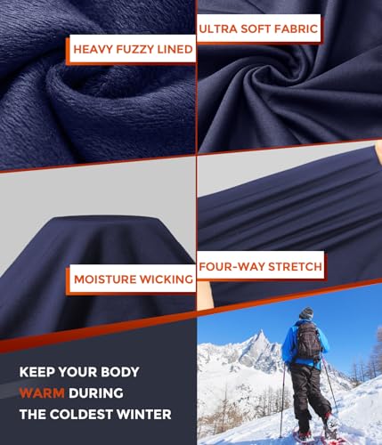 Image of Mens Thermal Underwear Long Johns Set Cold Weather Hunting Base Layer | Fleece lined top & bottom. Moisture wicking, 4-way stretch. Ultimate warm winter gear for skiing, work & outdoor sports