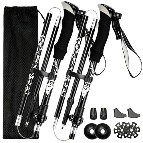 Bastones de senderismo plegables VINATO en aluminio negro ajustables