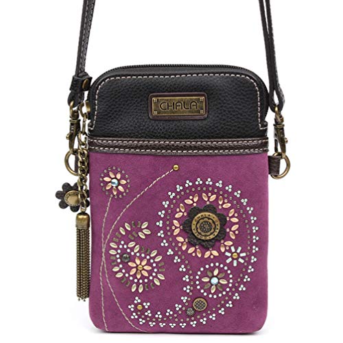 Chala Dazzled Crossbody Cell Phone Purse - Women Faux Leather Multicolor Handbag With Adjustable Strap - Paisley Purple #TOP1