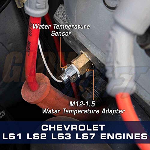 GlowShift Water Temperature Sensor Thread Adapter Compatible with Chevy LS1 LS2 LS3 LS7 LSX Engines - Includes Copper Crush Washer - Thumbnail 3