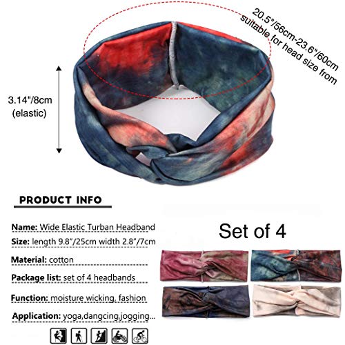 Fashband Boho Headbands Criss Cross Hair Bands Elastic Stretchy Twist Head Wraps Yoga Outdoor Head Scarfs Headpiece For Women Girls Pack Of 4 (Type C) #TOP5