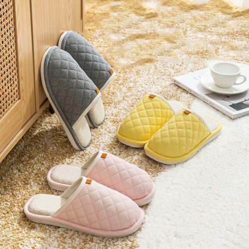 Caistre Cotton Slippers for Women Men 2025 Fall Cozy Slip-On House Shoes Soft Memory Foam Non-Slip Slipper3