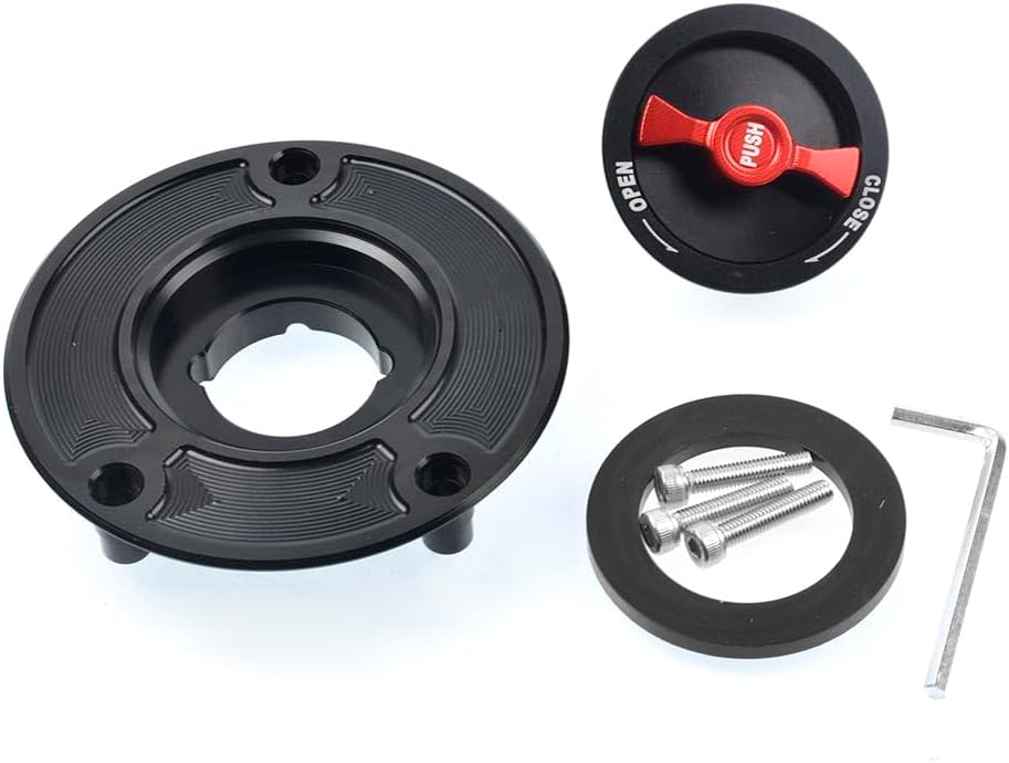 Gas Fuel Tank Cap For Suzuki GSXR600 750 1000 GSXR GSXR1000 K4 K5 K6 K7 K8 K9 2010-2020 SV650 GW250 Bandit GSF 650 1250 GSX1300R (Black and Red)