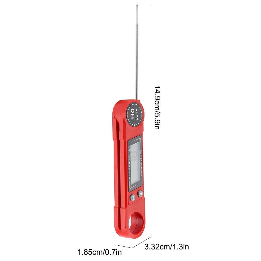 XINGYU Digitales Lebensmittelthermometer, sofort ablesbares Sprachtemperaturmessgerät für Fleisch mit Klappsonde für Grillküchen
