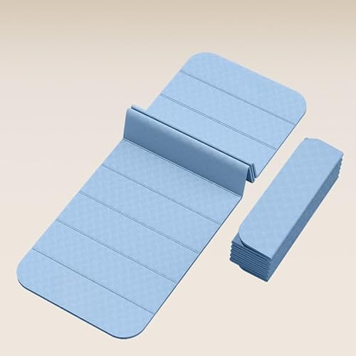 YUREN ヨガマット 折りたたみ 幅広 90*190cm 厚め10mm トレーニングマット エクササイズマット TPE素材ピラティスマット 軽量 初心者 上級者 収納に便利 収納袋付き (青灰色)