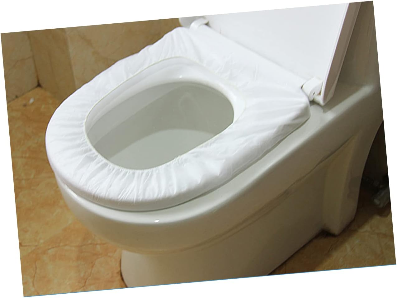 Cabilock Cushioned Toilet Seat Round Covers Non-woven Standard White Portable for Home Shopping Hotel Travel