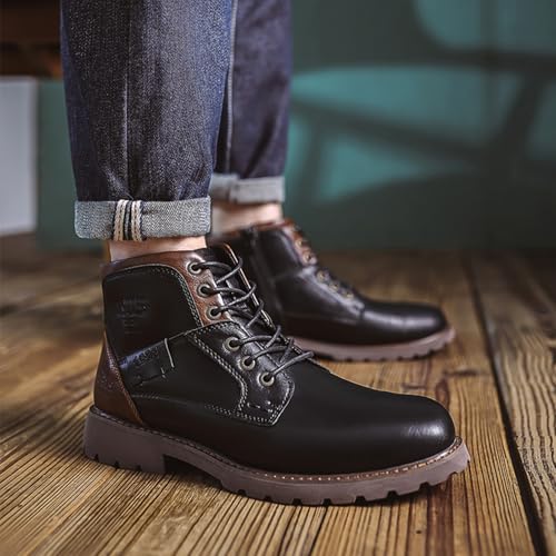 Men's Fall/Winter Hiking Boots Casual Retro Platform Lace Up zipper Motorcycle Boots Handmade Non-Slip Trekking Oxford Boots4