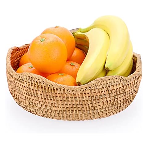 IGNPION Rattan Storage Bowl - Versatile Fruit Basket Cover