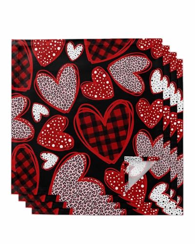 Servilletas de tela pack 4 50.5x50.5 cm rojas diseño leopardo miniatura 1