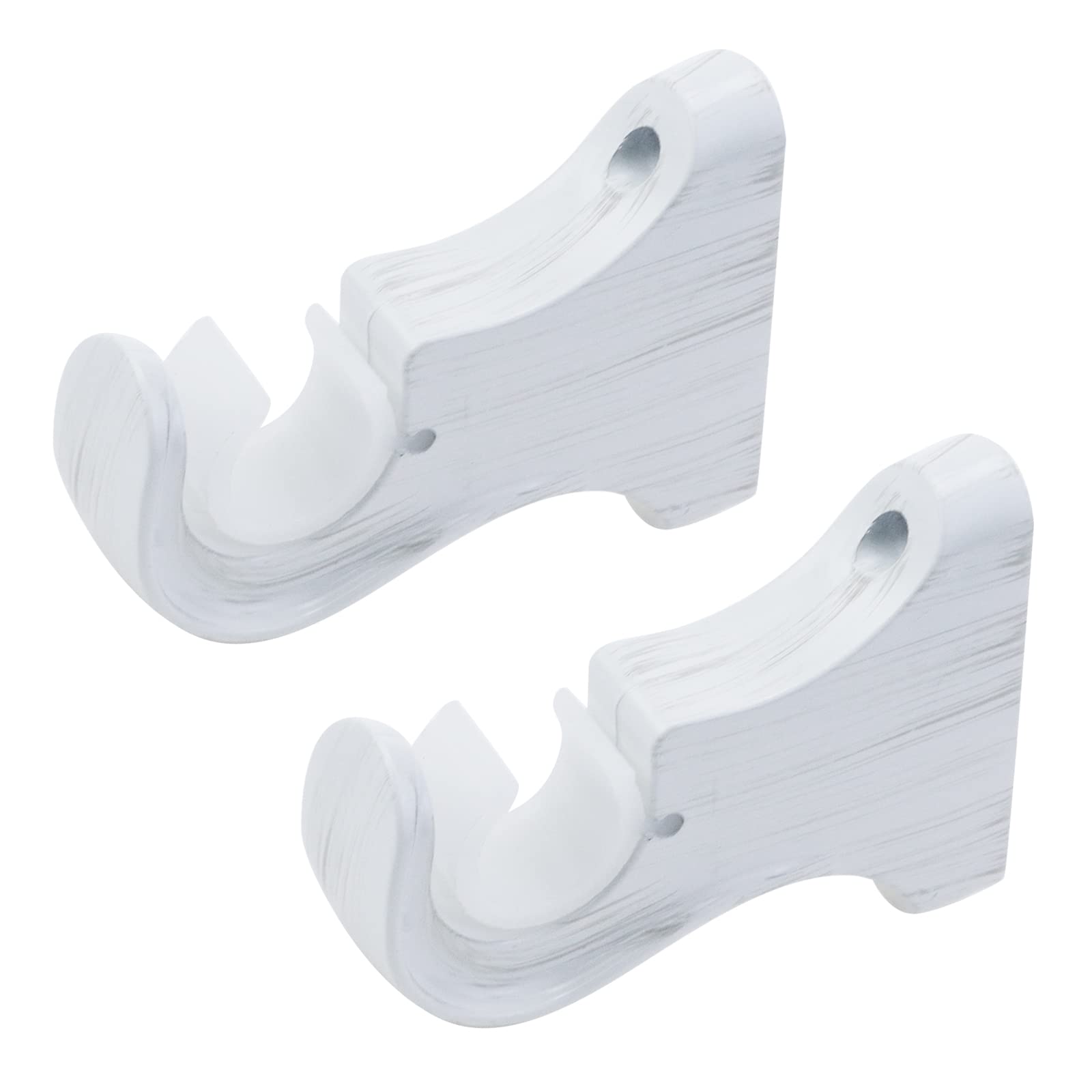 T Tulead Wood Curtain Rod Brackets White Support Bracket Wooden Single Bracket Drapery Rod Holder 2PCS with Screws