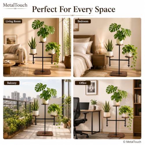 Image of MetalTouch Multi-Tiered Metal Flower Pot Stand - Indoor 6 Layer Tier Iron Plant Pot Display Plant Pot Holder Tall Plant Flower Shelf for Living Room Balcony Living room & Court Garden (Plus 1)