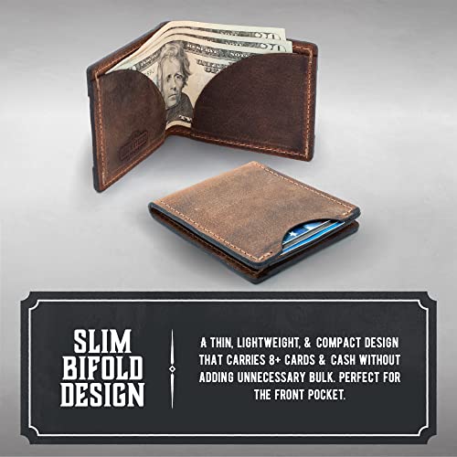 Front Pocket Slim Bifold Wallet for Men | Made in USA | Premium Full Grain Leather Men’s Wallet with Minimalist Design | Chocolate Brown2