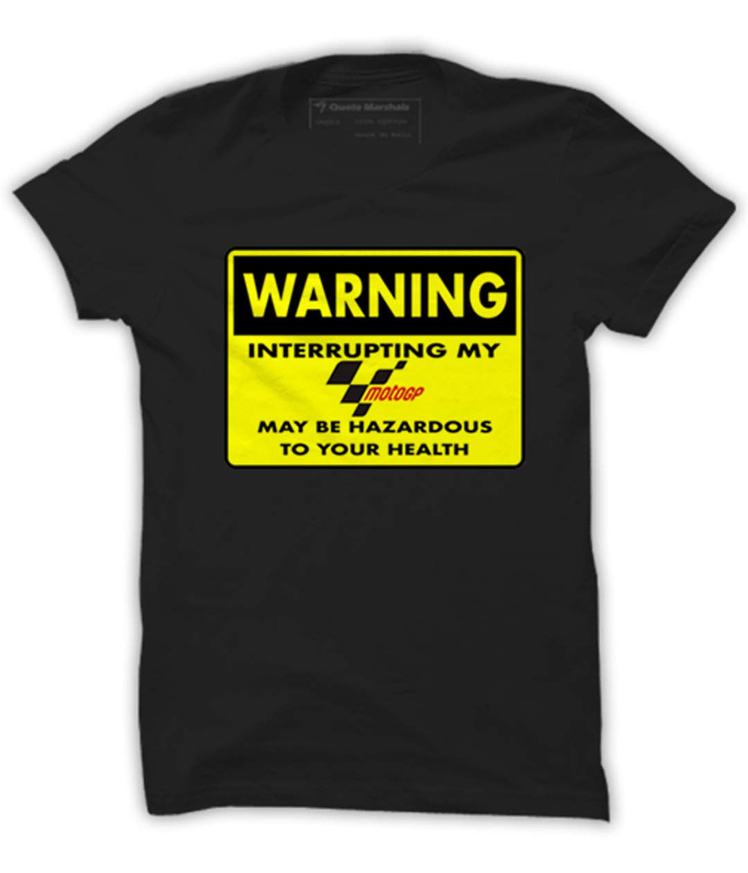 Quote MarshalsMotoGP Warning Black Cotton T-Shirt for Men's