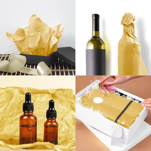 Image of 120 Sheets 20 inchX14 inch Gold Tissue Paper for Gift Bags Wrapping, Art Tissue Paper Bulk for Holiday Birthday Party Crafts Decoration (Gold)