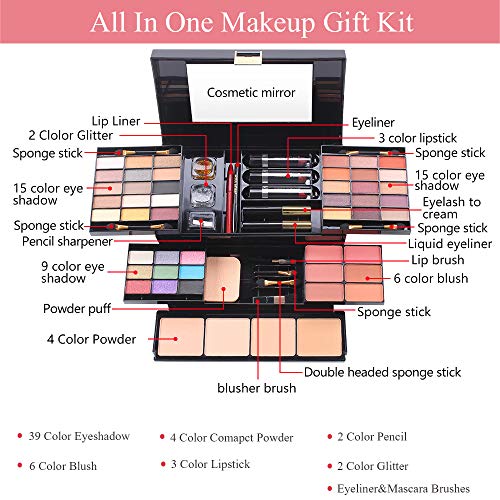 Juego de maquillaje, Missicee Todo en uno Maquillaje Set Kit Maquillaje Mujer para Principiantes o Profesionales, Incluye Sombra de Ojos, Brillo de Labios, Colorete, Delineador de Ojos, Rímel - imagen 3