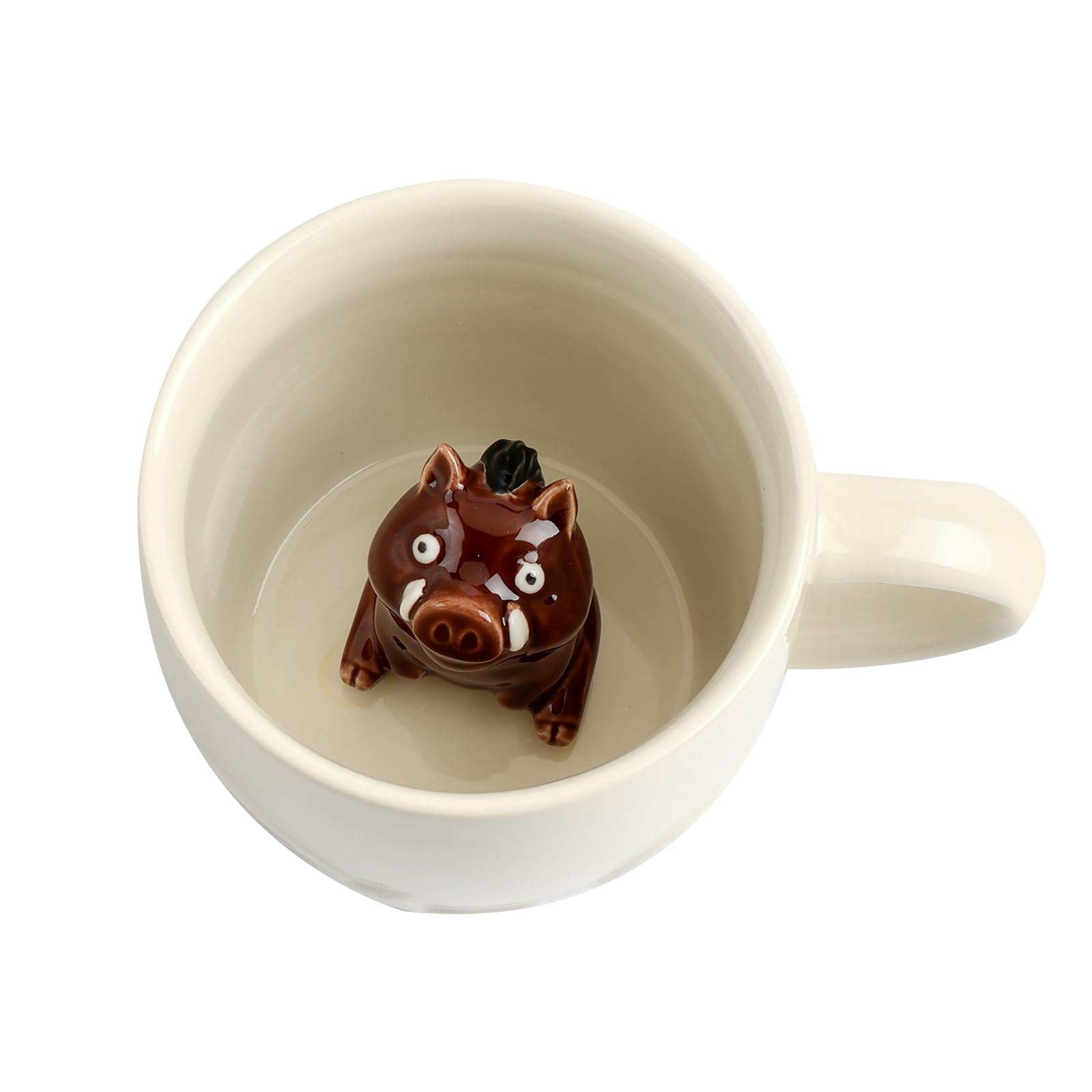 Wild Boar Ceramic Mug Hidden 3D Animal Inside Cup,12 OZ Handmade Cute Figurine Mugs,Christmas and Birthday Gift for Boys Girls or Kids(Wild Boar)