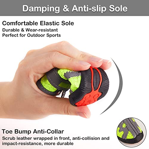 Image of KUTKUT Booties for Hot Pavement Hardwood Floor, Breathable Shoes for Small Medium Dogs With Reflective & Adjustable Strap Zipper, Antiskid Paw Protection Boots (Size: 5)