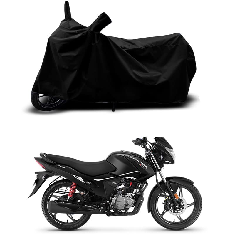Image of 100% Scratchproof /UV-Rays /Heat Protection /Birds Dropping /Water Resistant /Dust Proof /Waterproof /Full Bike Scooty Two Wheeler Body Cover Compatible for Glamour Xtec Disc All Varients[Black]