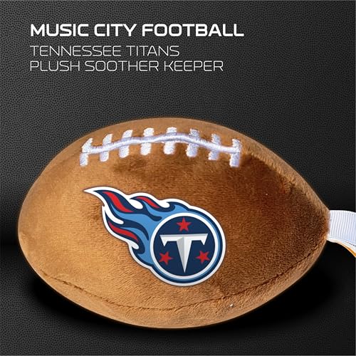 Image of Tennessee Titans Plush Football Pacifier Holder by Smilo - Officially Licensed NFL Soother Holder - Soft Plush Toy and Dummy Holder - Fits Any Pacifier - Stroller Accessory & Newborn Essential
