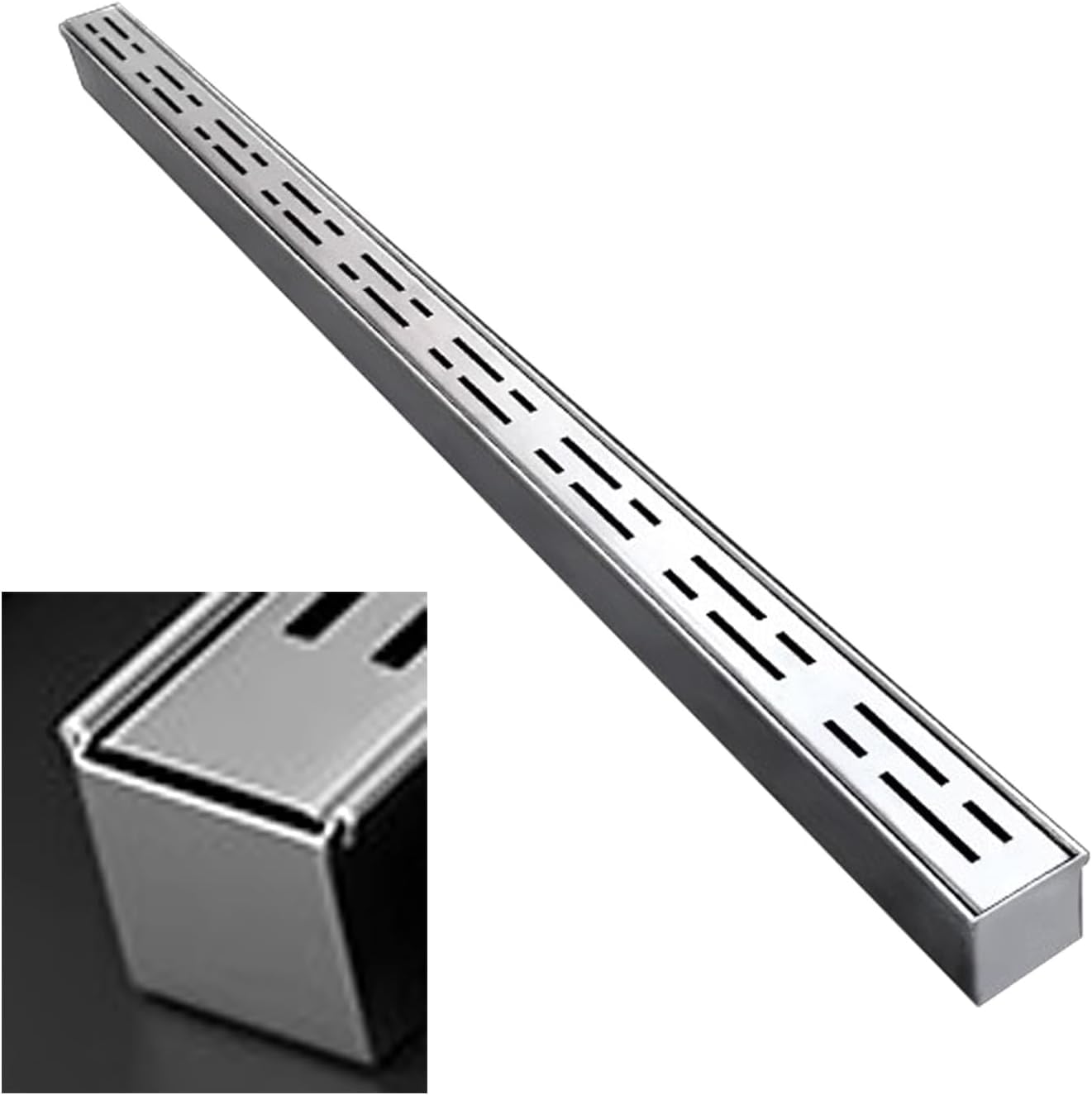 GLDYTVF Stainless Steel Channel Drain KitCustom Trench Drain System with End Outlet Driveway Water Diverter Trough Gutter 5x5cm (2x2) for Efficient Floor Drainage