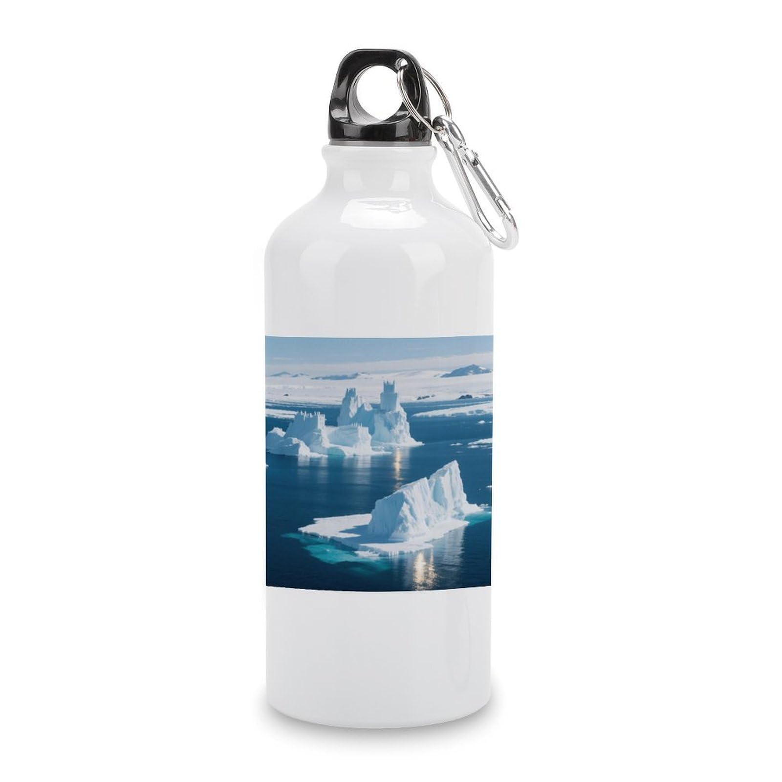 Fekiloot Style Iceberg Ocean Aluminum Water Bottle Travel Tumbler Reusable Lightweight Outdoor Sports Water Bottles For Gym Sports Camping Hiking Fishing600ml