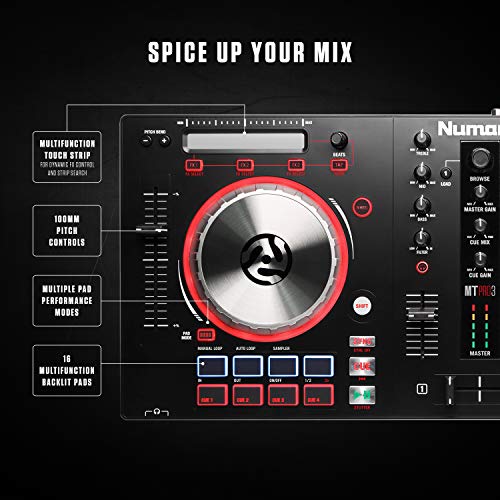 Numark Mixtrack Pro 3 | All In One 2 Deck Dj Controller For Serato Dj Including An On Board Audio Interface, 5 Inch High Resolution Jog Wheels And Serato Dj Intro & Prime Loops Remix Tool Kit #TOP4