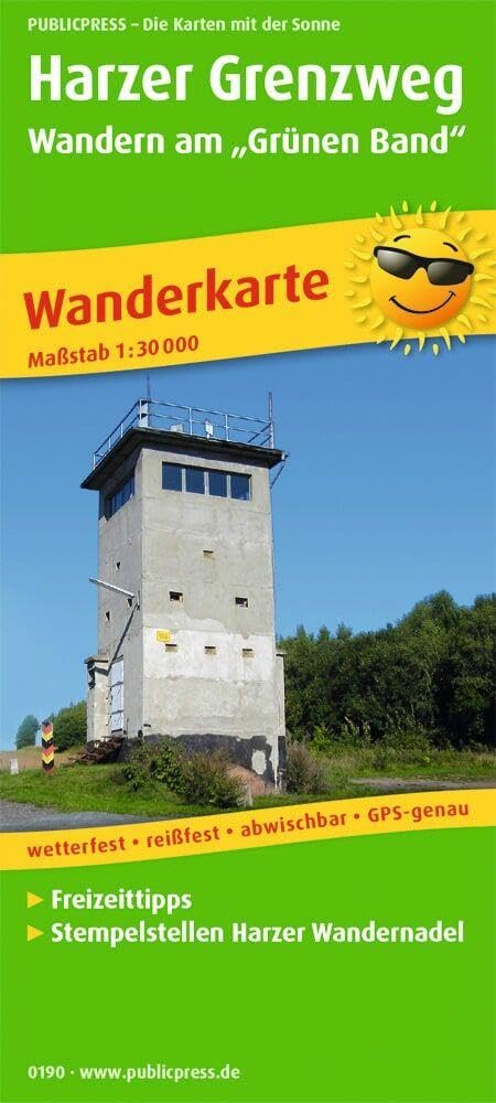 Harzer Grenzweg - Walking on "Grünen Band": Wanderkarte mit Ausflugszielen, Einkehr- & Freizeittipps, wetterfest, reissfest, abwischbar, GPS-genau. 1:30000