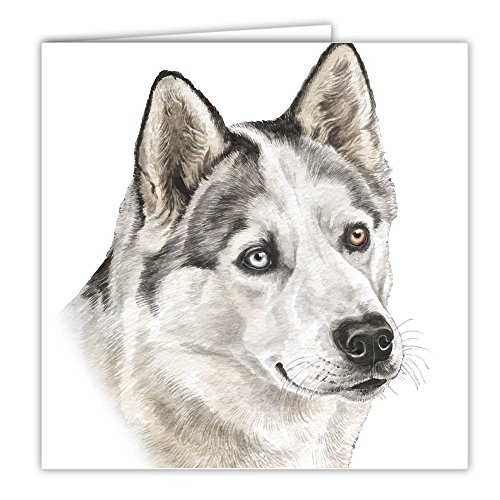 Husky-Hundegruß-Karte - von UK Artist Christine Varley der ursprünglichen Aquarellmalerei