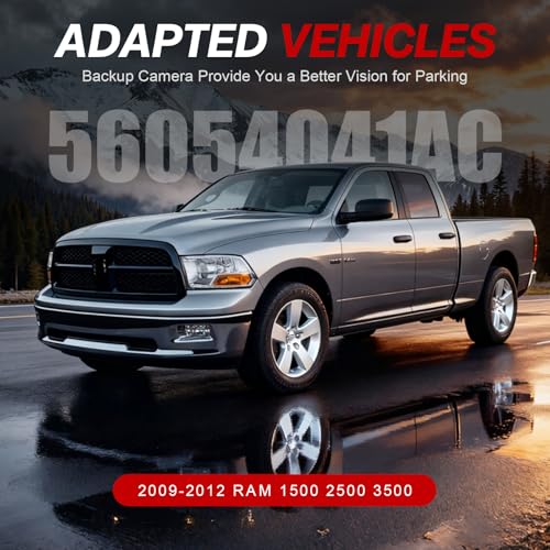 Image of 56054041AC Rear View Backup Camera Compatible with Ram 1500 2500 3500 2009-2012, Reversing Parking Assist Camera OE Replacement 56054041AC 56054041AA 56054041AB 56054041AD 56054041AE