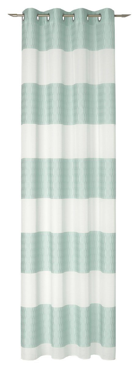 Deko TrendsTab-top curtain, Polyester, turquoise/off-white, 245 x 137 cm