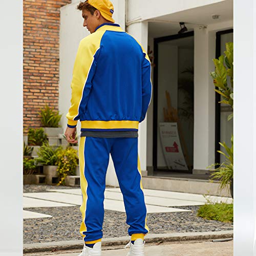 Toloer Men Tracksuit Set Sweatshirt Jogger Sweatpants Warm Sports Suit Blue Medium #TOP4