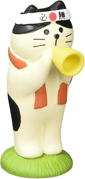 Decole ZCB-61853 Megaphone Cat Figurine, 0.9 x 1.2 x H 2.3 inches 2.4 x 3 x 5.8 cm, Concombre