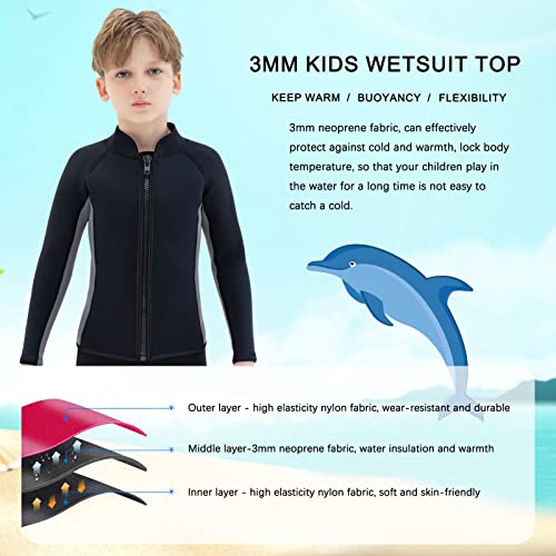 Chaqueta y pantalones de neopreno para niños de 3mm para natación, surf, buceo, snorkel y deportes acuáticos miniatura 7
