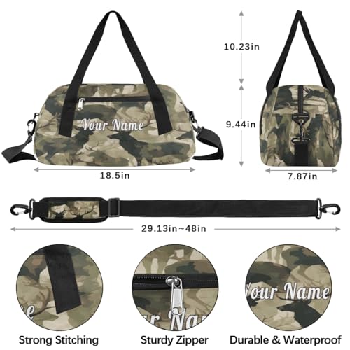 Personalized Kids Duffel Bag Military Camo Camouflage Deer,Custom Sport Gym Bag for Boys Girls,WWeekender Overnight Bags Travel Duffel Bag,Customized Kids Gift4